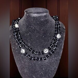 Vintage Elegant Black Beaded Necklace